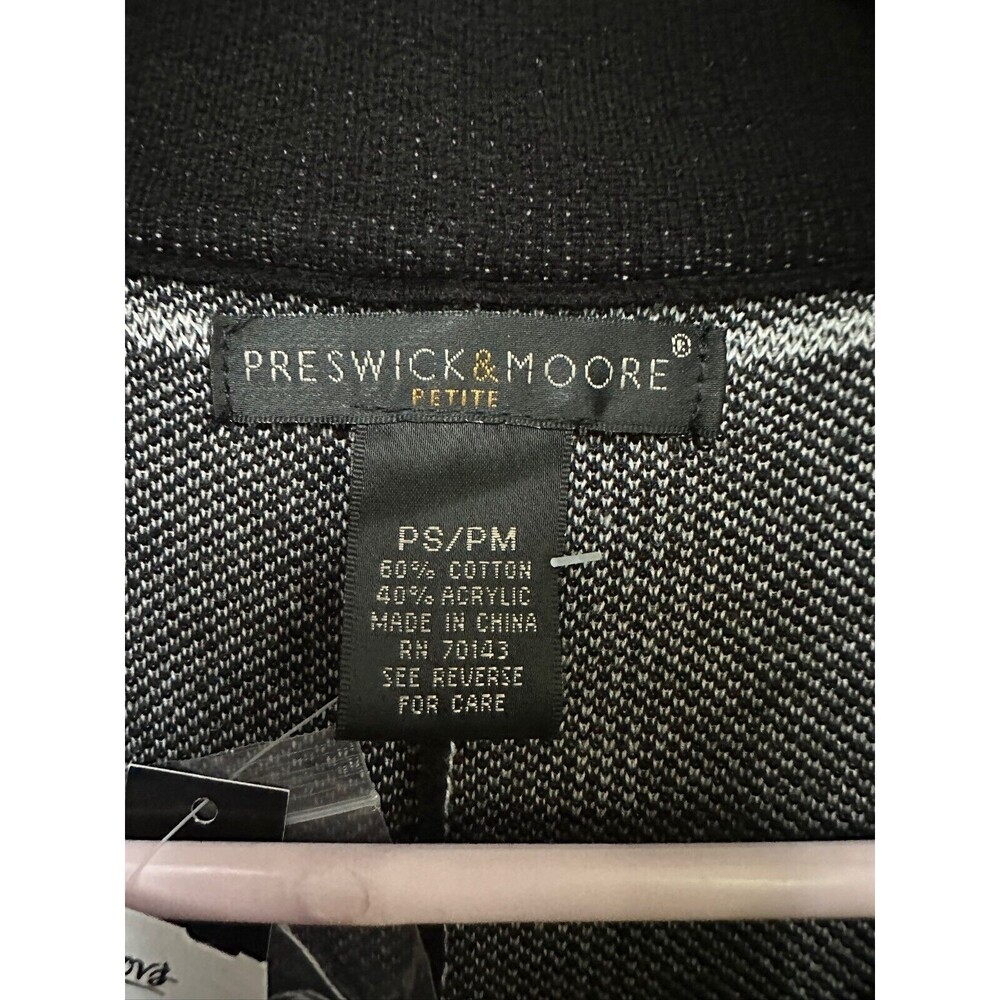 Preswick & Moore Black & White Petite Small/Medium Zipper Sweater Shawl NEW - Picture 6 of 6